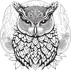 handdrawing owl mandala illustration