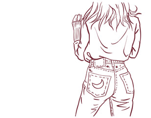 girl in jeans vector for card illustration decoration