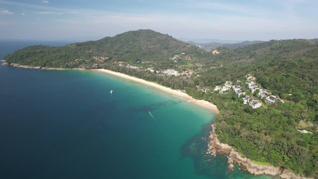 4K Aerial Drone Footage Nai Thon Beach, Thalang, Phuket, Thailand