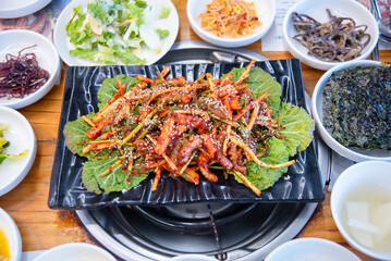 South Korea food. Octopus with Vinegar Dressing spicy