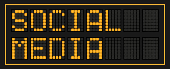 Orange color led banner in word social media on black background