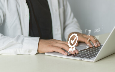 ISO certification, the mark symbol represents the standardization concept. The company's product...