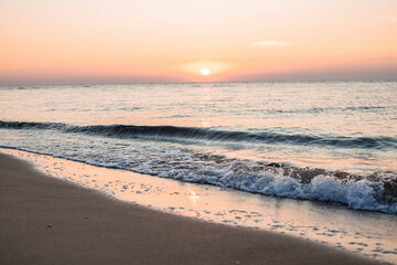 Sunrise and beautiful wave