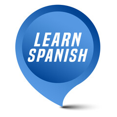 Colorful vector flat design banner learn spanish. This sign is well adapted for web design.