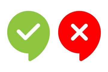 Fototapeta premium Check mark, x letter speech bubble icon set