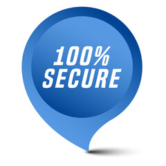 Colorful vector flat design banner 100% secure. This sign is well adapted for web design.