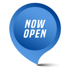 Colorful vector flat design banner now open. This sign is well adapted for web design.
