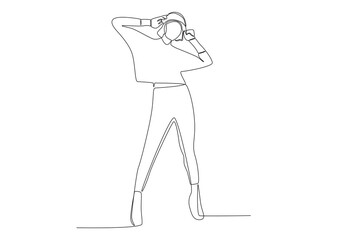 A woman's fashion show with trendy clothes. Fashion show one-line drawing