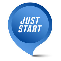 Colorful vector flat design banner just start. This sign is well adapted for web design.