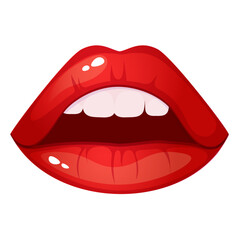 Female open mouth. Cartoon style illustration.