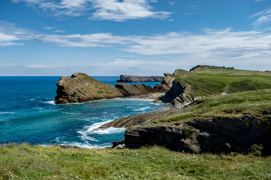 Coastal erosion by the Cantabrian Sea in Northern Spain
