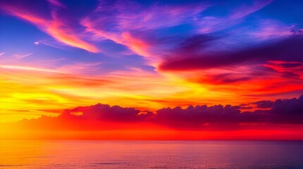 Naklejka na ściany i meble Beautiful dramatic sunset background