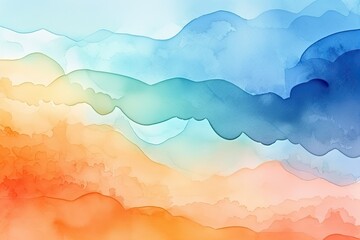 Cloud shaped abstract watercolor or pastel gradient in blue and orange - Generative AI