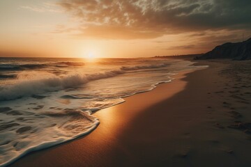A dreamy sunset on the beach. Generative AI