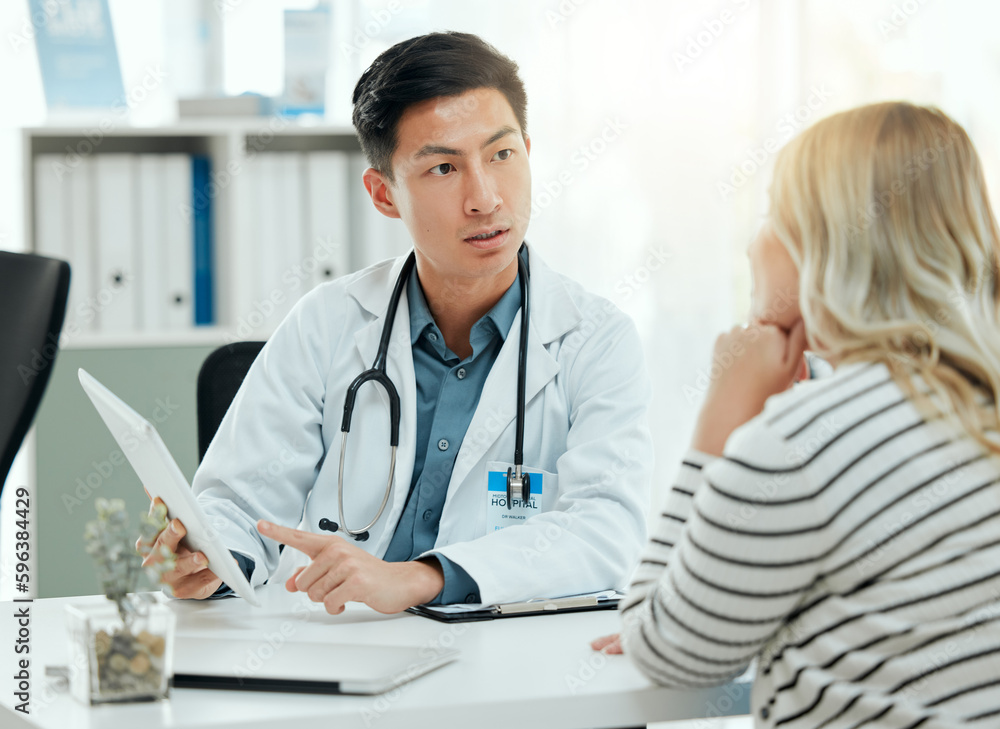 Poster a life without health is like a river without water. shot of a doctor during a consultation with a p