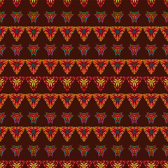 Embroidery colorful simplified ethnic  pattern . Vector  traditional folk elements   for design. boho chic, strips ornament 