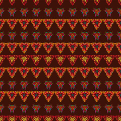 Embroidery colorful simplified ethnic  pattern . Vector  traditional folk elements   for design. boho chic, strips ornament 