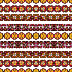 Embroidery colorful simplified ethnic  pattern . Vector  traditional folk elements   for design. boho chic, strips ornament 