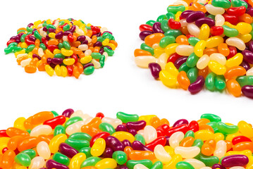 Colorful jelly beans isolated on white.