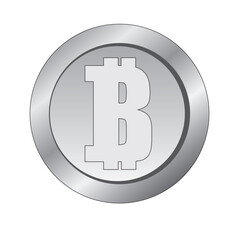 Silver bitcoin icon isolated on a white background