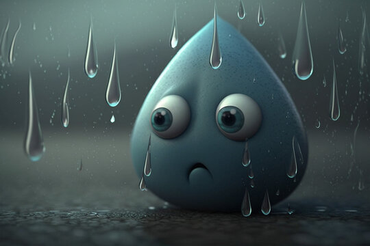 animated rain drop character made with generative ai