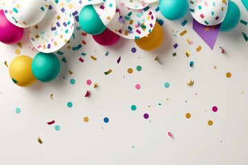 party balloons and confetti background made with generative ai