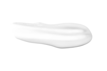 A drop of liquid smeared white cream with no background. PNG