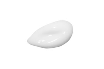A drop of liquid smeared white cream with no background. PNG