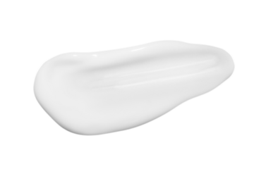 A drop of liquid smeared white cream with no background. PNG