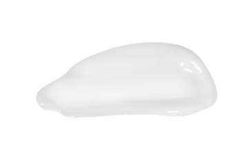 A drop of liquid smeared white cream with no background. PNG