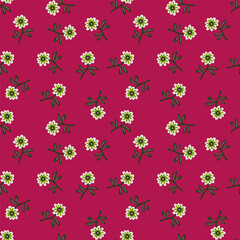 Cute flower seamless pattern in simple style. Hand drawn floral endless background.