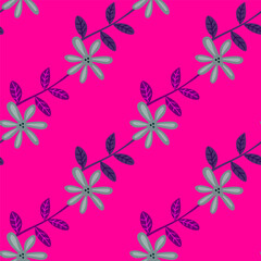 Cute flower seamless pattern. Naive art style. Hand drawn floral endless background.