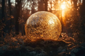 Fototapeta na wymiar Abstract spherical nature entity under sunlight. Generative AI