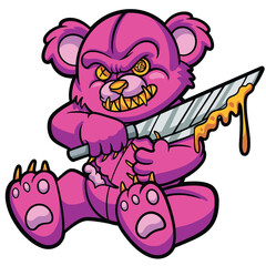 evil bear holding knife