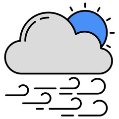 Editable design icon of windy cloud 