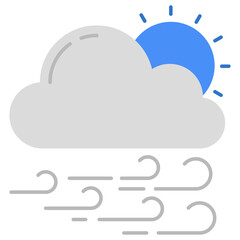 Editable design icon of windy cloud 
