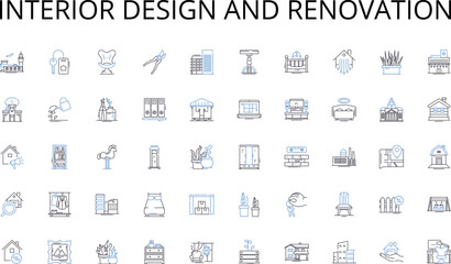 Interior design and renovation line icons collection. Support, Aid, Guide, Help, Assistance, Care, Service vector and linear illustration. Empowerment,Encouragement,Mentorship outline Generative AI