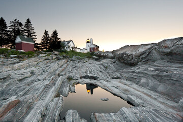 Pemaquid Point Light Maine Sunrise Reflection
