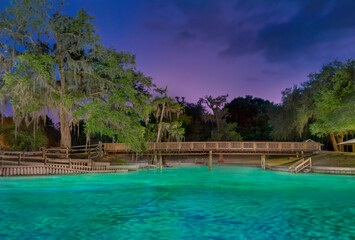 Hart Springs illuminated at Night, Gilchrist County, Florida