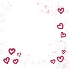 pink red hearts white center square paint water splash frame watercolor background backdrop valentine splatter stains ink dots spots irregular pattern art minimalistic modern romance romantic