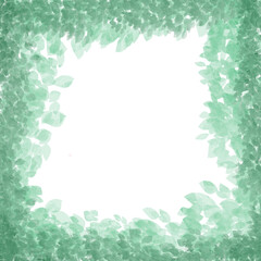 green leaves plant floral white center square paint frame watercolor background backdrop irregular pattern art minimalistic modern aestethic vignette post 