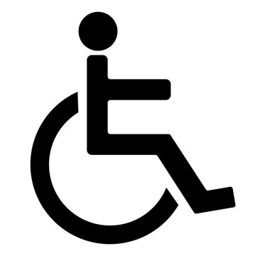 Wheelchair symbol illustration, black on white background