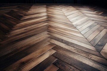 Obraz na płótnie Canvas Herringbone patterns on a wooden floor. Generative AI