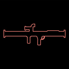 Neon store grenade launcher bazooka gun rocket system red color vector illustration image flat style