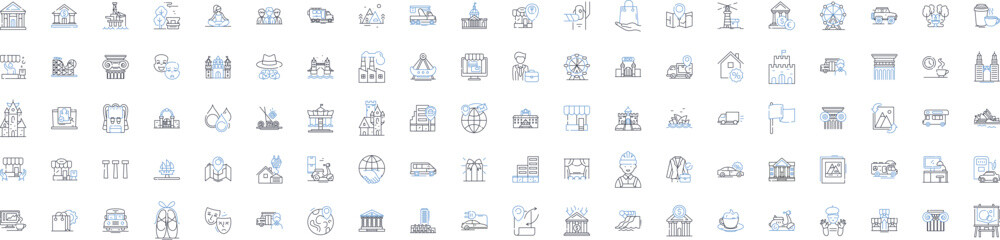 Advertising business line icons collection. Branding, Marketing, Promotions, Campaigns, Communications, Media, Creative vector and linear illustration. Strategy,Messaging,Advertising Generative AI