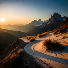 Highway road to hill created with Generative AI technology