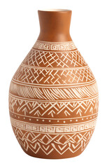 Ceramic, clay vase in terracotta colours. Isolated on transparent background V3. generative ai