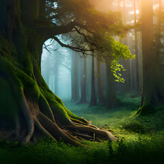 Moss tree created with Generative AI technology