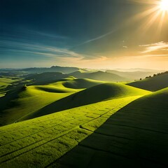 Sun over the mountain created with Generative AI technology