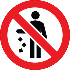 No littering sign, round no littering sign